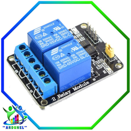 MODULO RELAY DE 2 CANALES 5V CON OPTOACOPLADOR