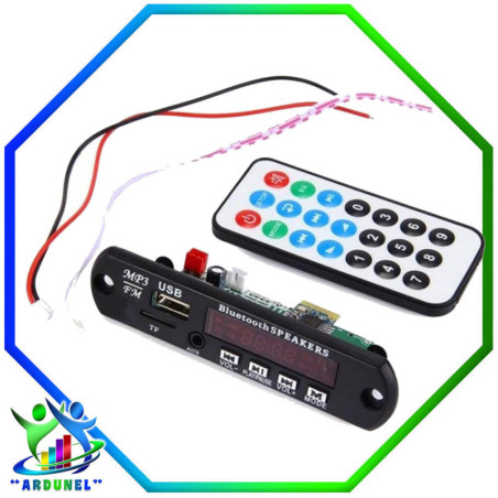 MODULO  REPRODUCTOR 12V  MP3 V3.0  AMPLIFICADOR BLUETOOTH CON CONTROL REMOTO