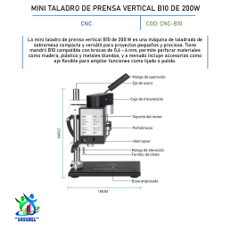 MINI TALADRO DE PRENSA VERTICAL B10 DE 200W