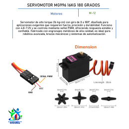 SERVOMOTOR MG996 16KG 180 GRADOS (ALTA CALIDAD)