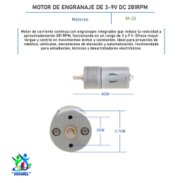 MOTOR DE ENGRANAJE DE 3-9V DC 281RPM